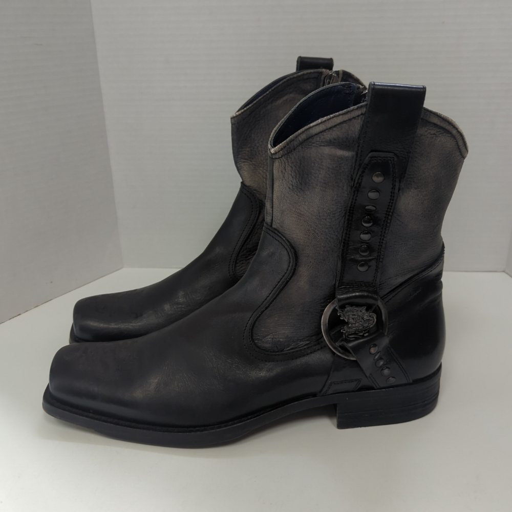 Mark Nason Sz 10 Designer Dragon Ankle Boots Leather Black Rock Lives